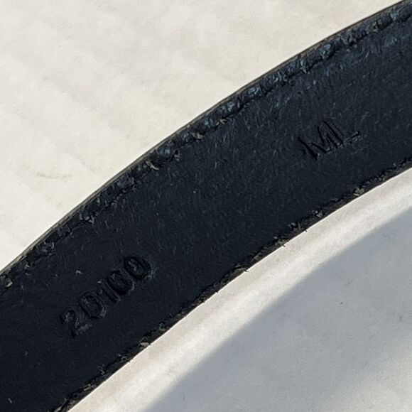 Womens Belt Size M/L Black Leather Silver Tone Hook & Oval Loop 90s Y2K main image 12